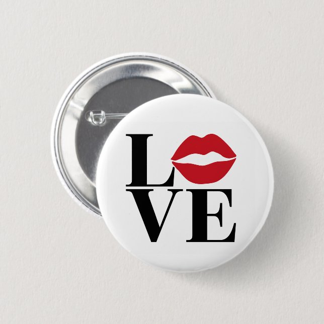 Kiss of Love: Red Lips Edition botón moderno de pi (Anverso y reverso)