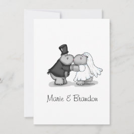 Kissing Bride & Groom Hippos Personalize