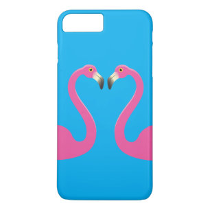 Kissing Flamingos iPhone 7 Plus Funda Blue