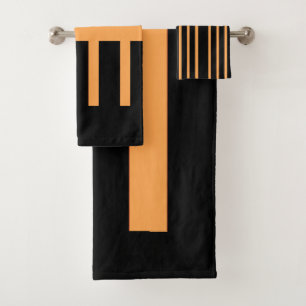 Kit de baño de algodón negro y Naranja