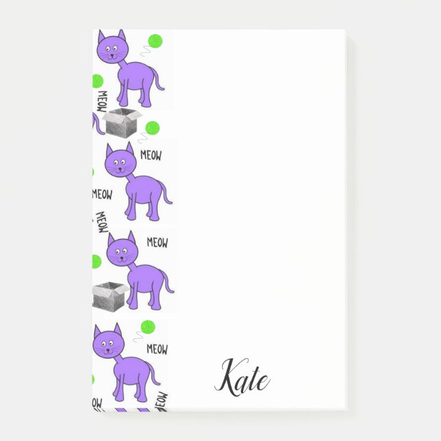 Kit de notas adhesivas Gatito Morado Gato Maúlla (Anverso)