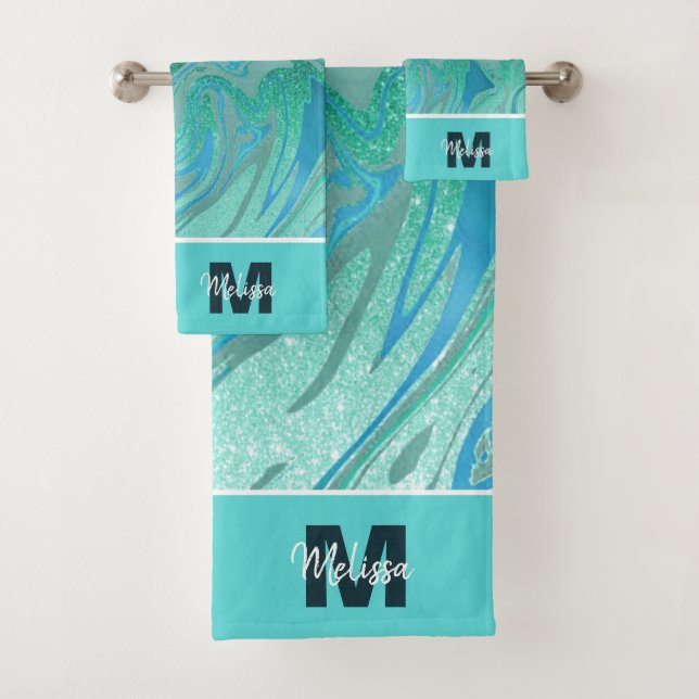 Kit de toallas de baño personalizadas de té y márm (In situ)