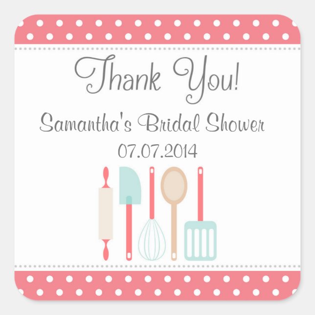 Kitchen Bridal Shower Gracias Pegatinas (Anverso)