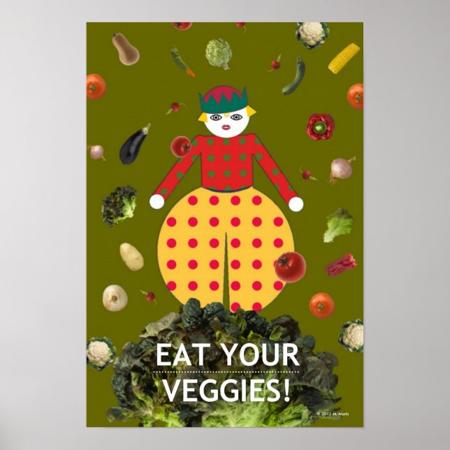 Kitchen Martzkin "¡COME TUS VEGGIES!" Póster (Frente)
