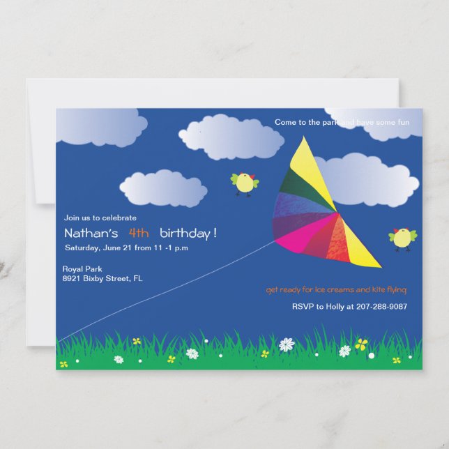 Kite Flying - Invitaciones para el cumpleaños de l (Anverso)