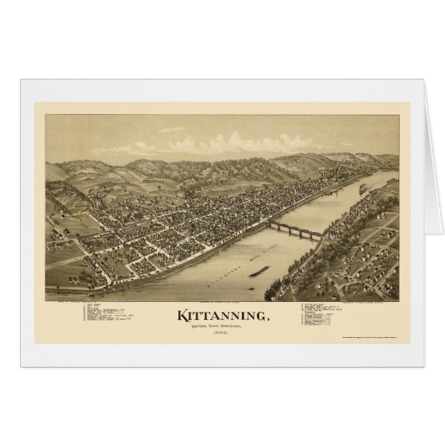 Kittanning, mapa panorámico del PA - 1896 (Anverso (Horizontal))