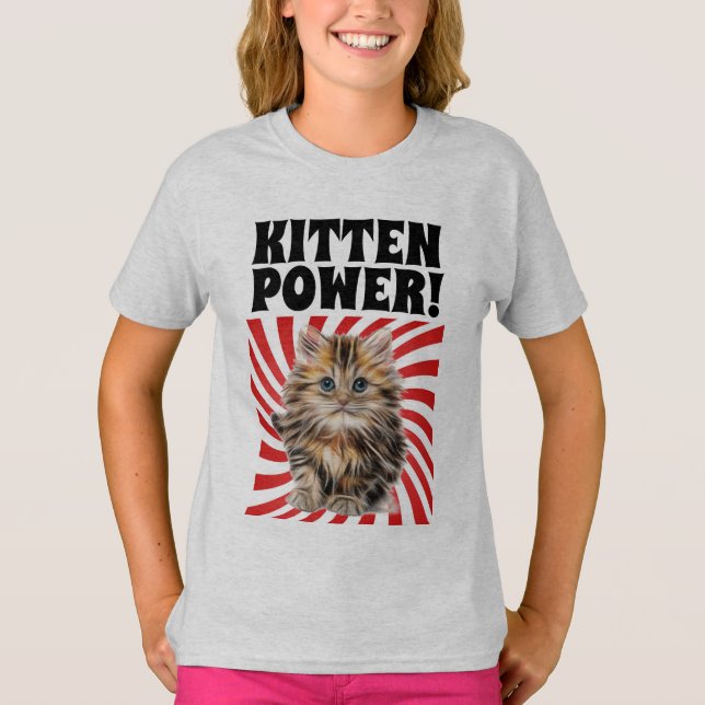 KITTEN POWER, camisetas Cat, camisetas divertidas  (Anverso)