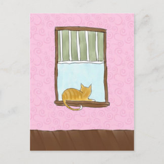 Kitty amarillo en una postal de la ventana