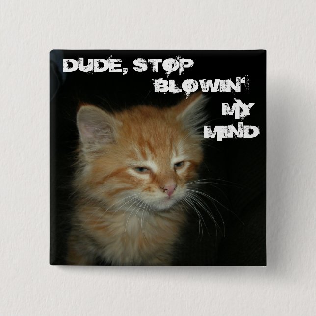 Kitty botón "DUDE, DEJA DE BLOGUEAR MI MENTE" (Anverso)