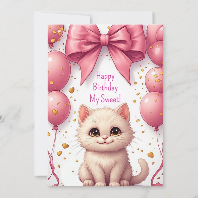 Kitty Cumpleaños Globo Rosa Fiesta 🐱 (Anverso)