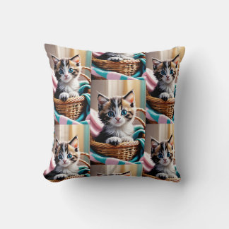 Kitty dulce en una cesta - Acogedora almohada