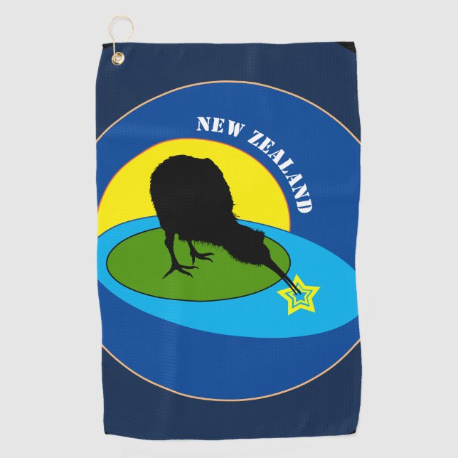 Kiwi Bird & New Zealand/Bro Golf Toallas (Anverso)