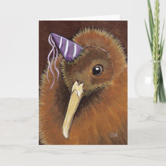 Kiwi con sombrero de fiesta - Tarjeta personalizab (Anverso)