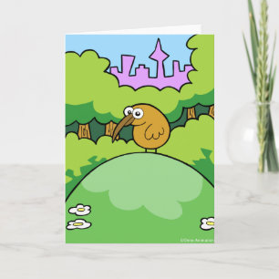 Kiwi en una tarjeta de felicitación de la colina