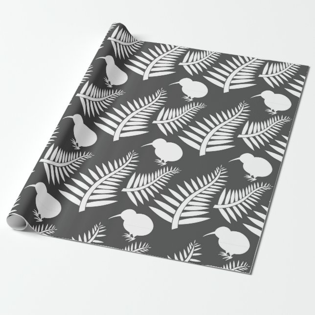 Kiwi y helechos Papel de envolver de Nueva Zelanda (Desenrollado)