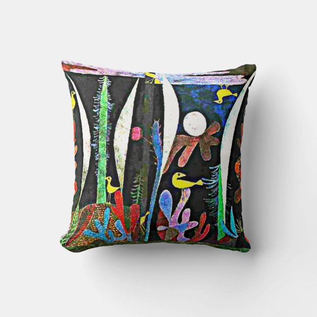 Klee - Paisaje con Cojín decorativo de Aves Amaril (Anverso)