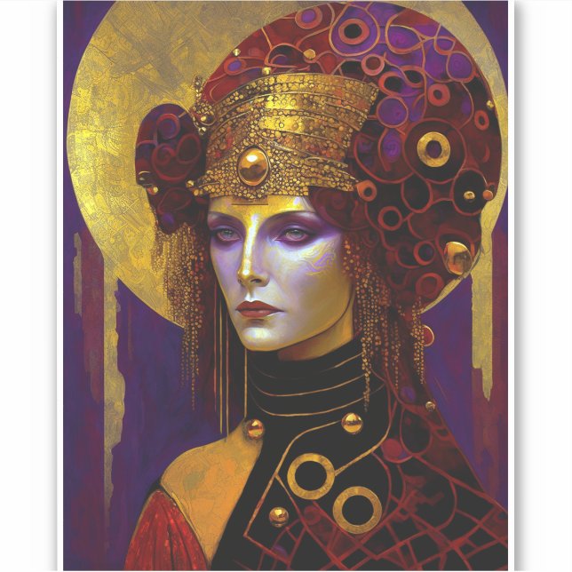 Klimt inspiró al Pegatina de la Reina Diosa (Anverso)