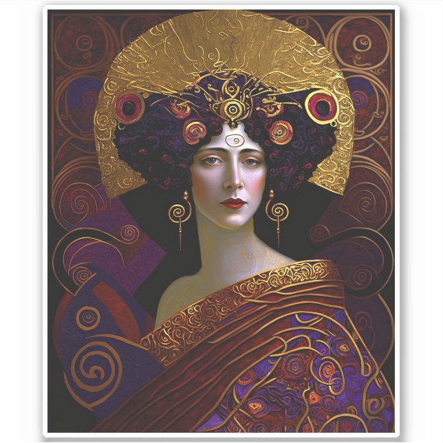 Klimt inspiró al Pegatina de la Reina Diosa (Anverso)