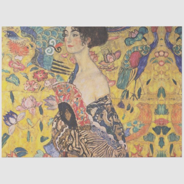 Klimt Lady Con Papel De Decoración Del Ventilador (Anverso)