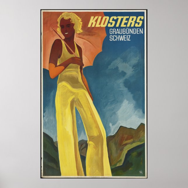 Klosters Viajes Vintage Posters Ad Retro Impresion (Frente)