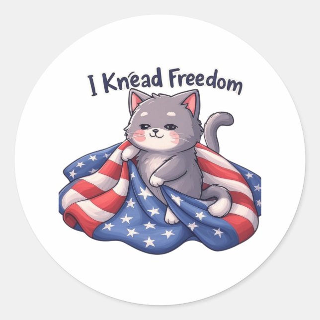 Knead Freedom - Funny Pegatina Patriótico de Gatos (Anverso)