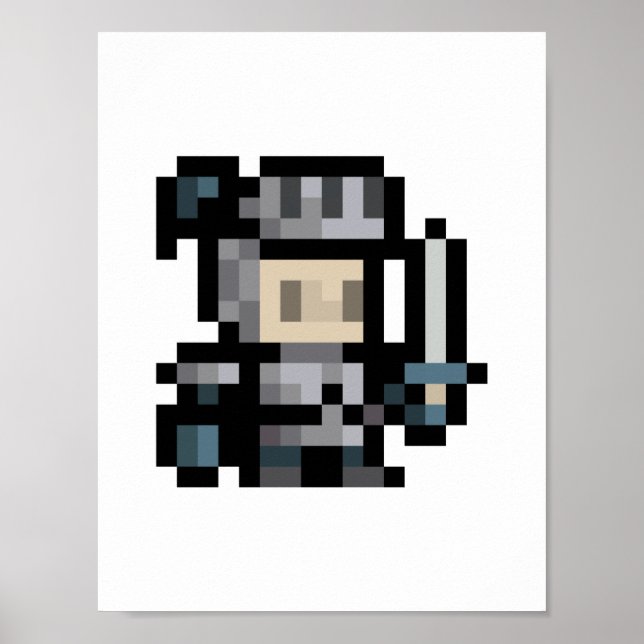 Knight de 8 bits 16x16 Sprite Pixel Poster de arte (Frente)