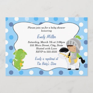 Knight Dragon Baby Boy Ducha Invitación 2