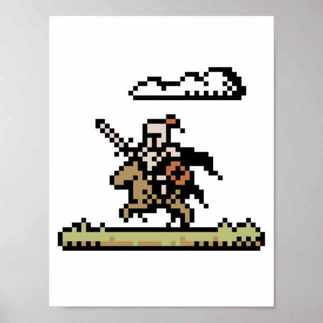 Knight On Horseback Poster De Arte Pixel De 8 Bits (Frente)