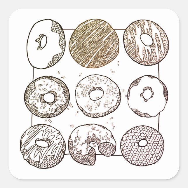 KNIT DONUTS Pegatinas cuadrados pequeños (Anverso)