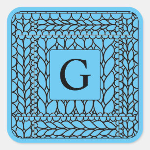 KNIT PURL AZUL Grandes Pegatinas Cuadrados + Inici