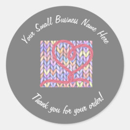 Knit Yarn Heart Gracias Pegatina De Pequeñas Empre