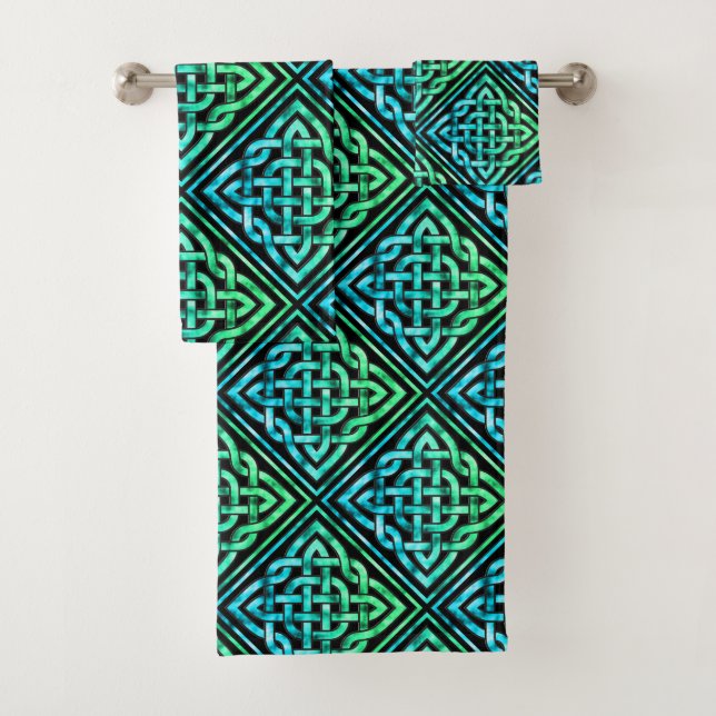 Knot celta - Juego de toallas verde azul Diamond (In situ)