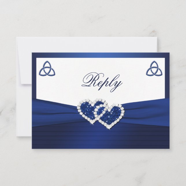 Knot de amor celta en tarjeta de respuesta azul de (Anverso)