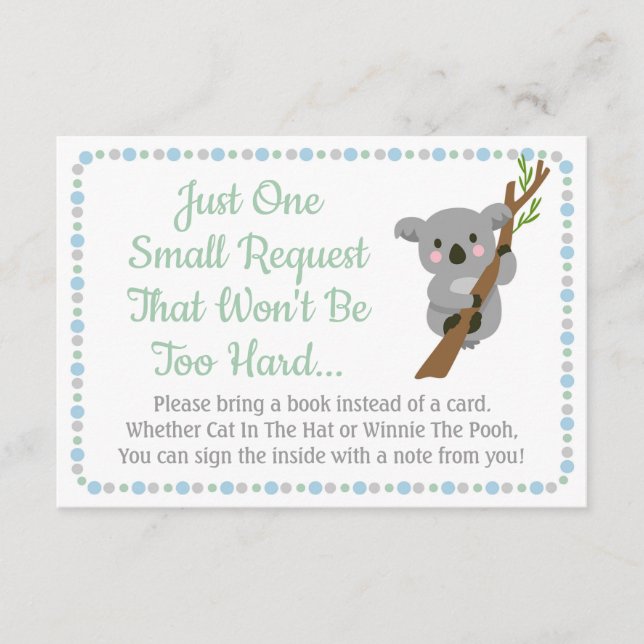 Koala Bear Baby Shower Trae Una Tarjeta De Libro B (Anverso)