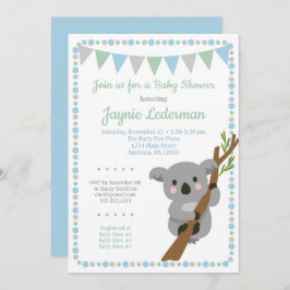 Koala Bear Invitación Baby Shower Niños con Moneda