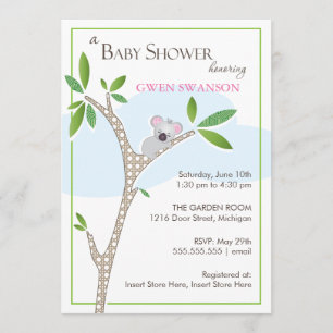 Koala Bear - Invitación Chica a Baby Shower
