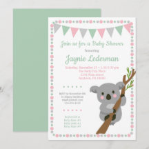 Koala Bear Invitación de Baby Shower Chicas de la