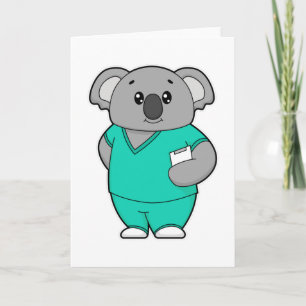 Koala como enfermera con bloc de notas