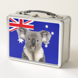 Koala con fondo de bandera australiana