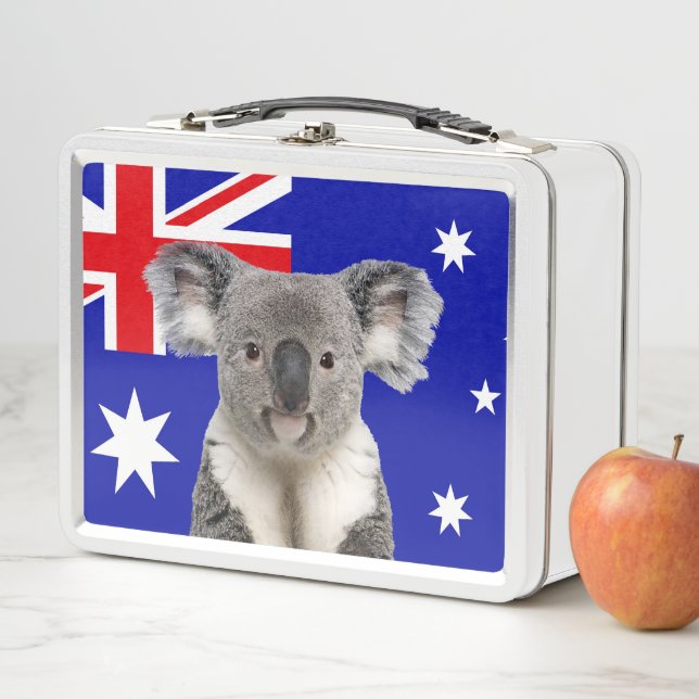Koala con fondo de la bandera australiana   (In situ)