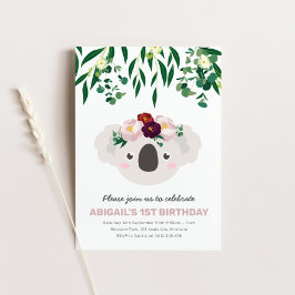 Koala con invitación al cumpleaños de la Corona de