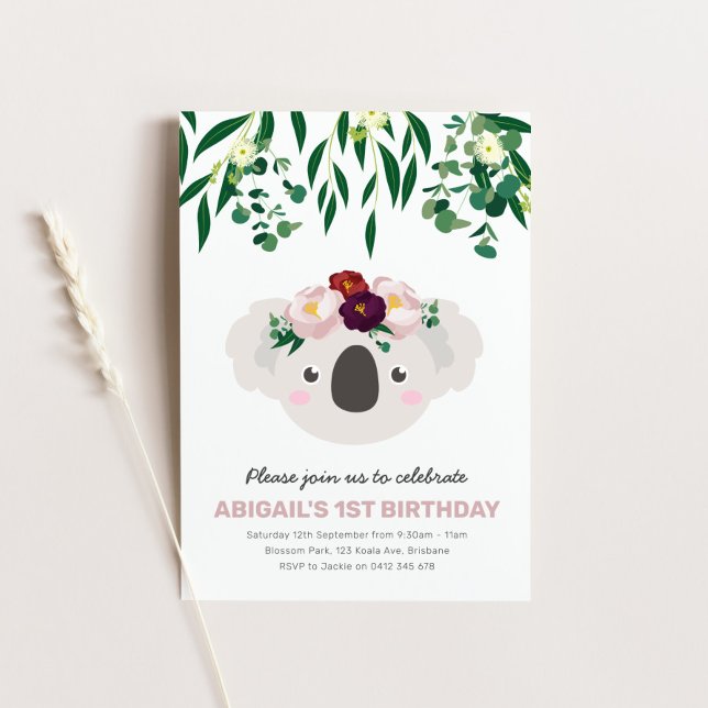 Koala con invitación al cumpleaños de la Corona de (Subido por el creador)