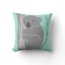 Koala el dormir gris y almohada de la menta