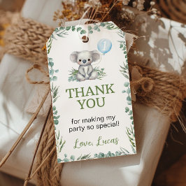 Koala Greenery Boy Fiesta Gracias Etiqueta De Favo