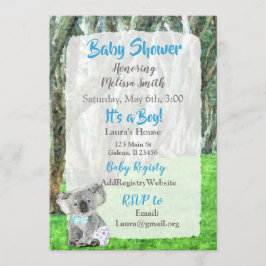 Koala lleva invitaciones a una ducha para niños