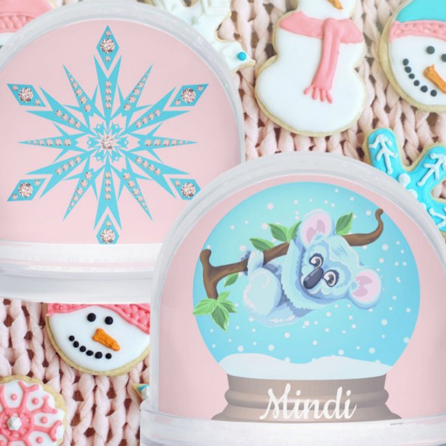 Koala oso lindo globo de nieve rosa de invierno gl (Subido por el creador)