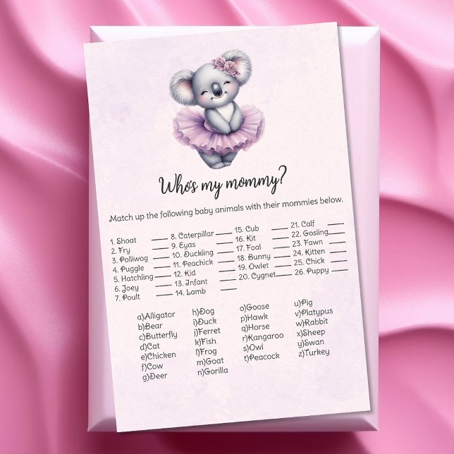 Koala quién es mi mamá tarjeta de juego de Baby Sh (Subido por el creador)