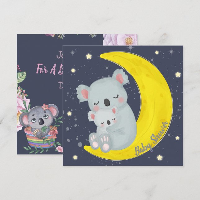 Koala recibe invitación de Baby Shower (Anverso / Reverso)