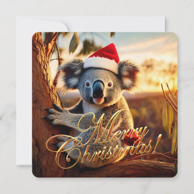 Koala sentada en Gumtree Feliz Navidad (Anverso)