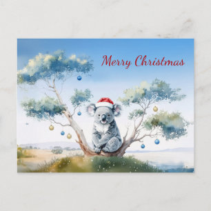 Koala sentado en un árbol de goma Feliz Navidad